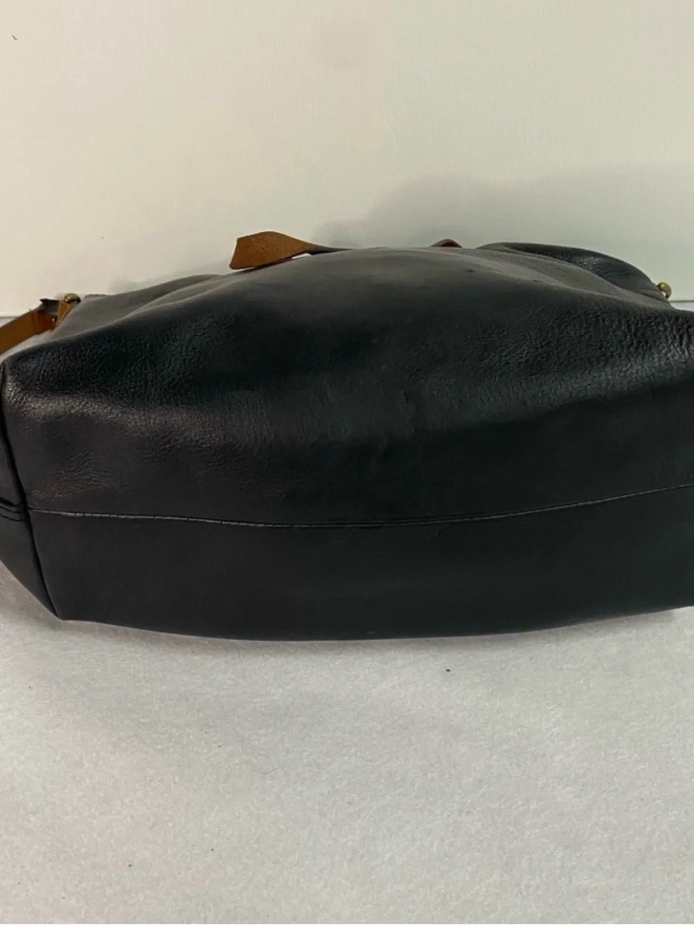 Madewell Black Tote with Brown Leather Straps